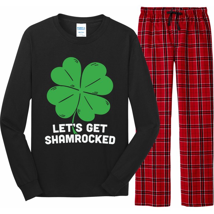 Lets Get Shamrocked Funny Saying Long Sleeve Pajama Set