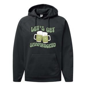 Let's Get Shamrocked Lucky Clover Drinking Team Saint Patrick's Day Performance Fleece Hoodie