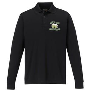 Let's Get Shamrocked Lucky Clover Drinking Team Saint Patrick's Day Performance Long Sleeve Polo