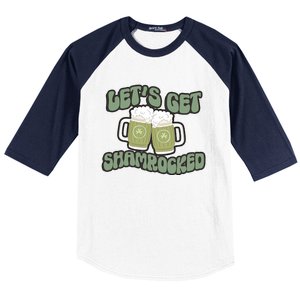 Let's Get Shamrocked Lucky Clover Drinking Team Saint Patrick's Day Baseball Sleeve Shirt