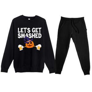 LetS Get Smashed Halloween Pumpkin Spooky Ing Great Gift Premium Crewneck Sweatsuit Set