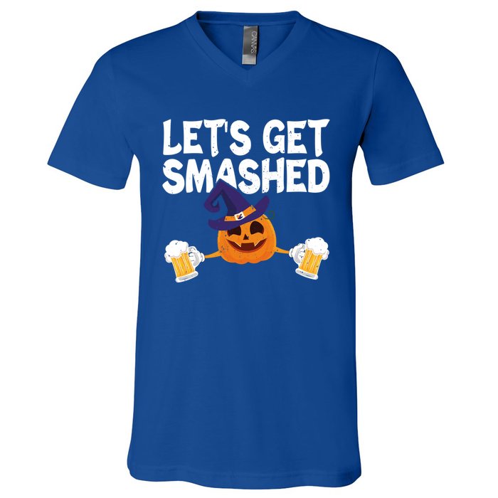 LetS Get Smashed Halloween Pumpkin Spooky Ing Great Gift V-Neck T-Shirt