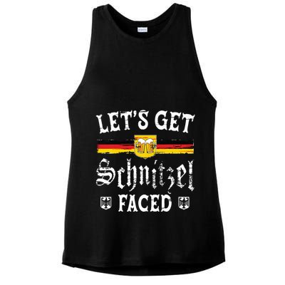 Lets Get Schnitzel Faced Funny Oktoberfest Ladies PosiCharge Tri-Blend Wicking Tank