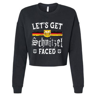Lets Get Schnitzel Faced Funny Oktoberfest Cropped Pullover Crew