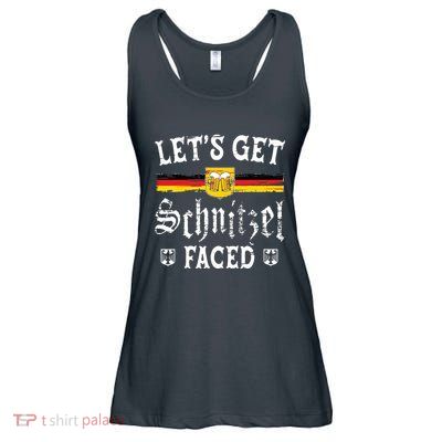 Lets Get Schnitzel Faced Funny Oktoberfest Ladies Essential Flowy Tank