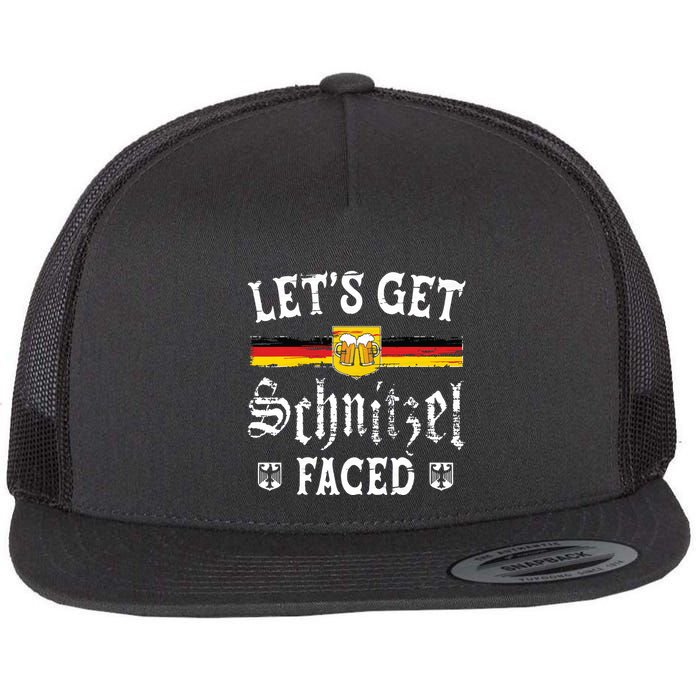 Lets Get Schnitzel Faced Funny Oktoberfest Flat Bill Trucker Hat