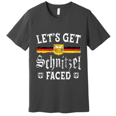 Lets Get Schnitzel Faced Funny Oktoberfest Premium T-Shirt