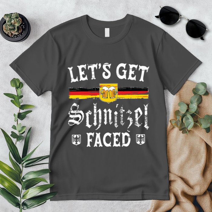 Lets Get Schnitzel Faced Funny Oktoberfest Premium T-Shirt