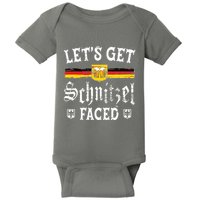 Lets Get Schnitzel Faced Funny Oktoberfest Baby Bodysuit