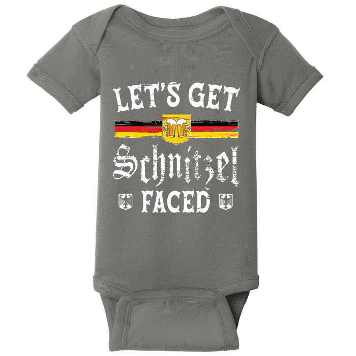 Lets Get Schnitzel Faced Funny Oktoberfest Baby Bodysuit