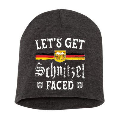 Lets Get Schnitzel Faced Funny Oktoberfest Short Acrylic Beanie
