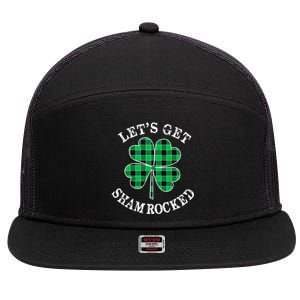 Let's Get Shamrocked: St. Patrick's Day Design With Clover 7 Panel Mesh Trucker Snapback Hat