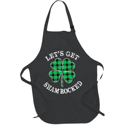 Let's Get Shamrocked: St. Patrick's Day Design With Clover Full-Length Apron With Pockets