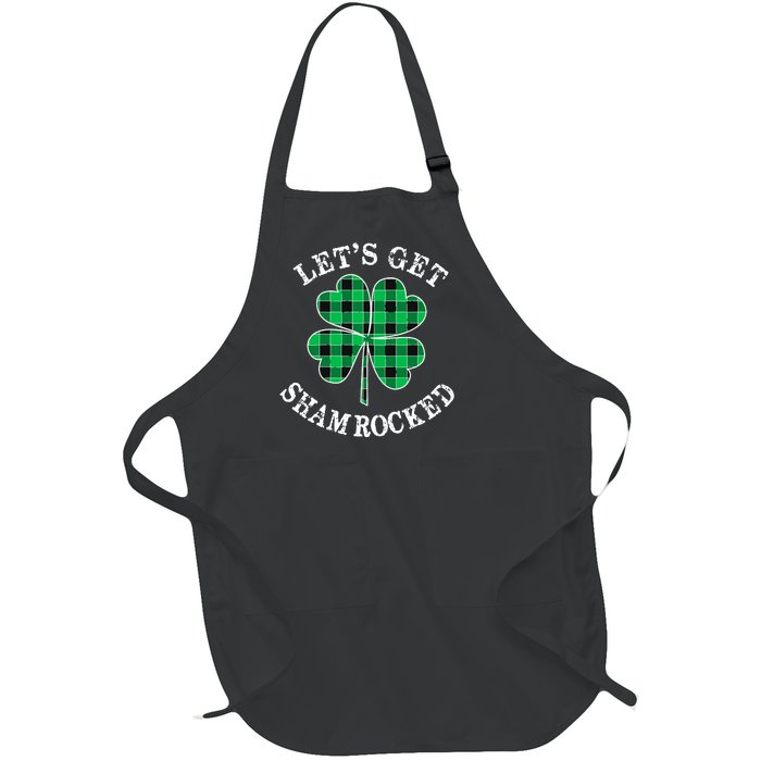 Let's Get Shamrocked: St. Patrick's Day Design With Clover Full-Length Apron With Pockets