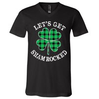 Let's Get Shamrocked: St. Patrick's Day Design With Clover V-Neck T-Shirt