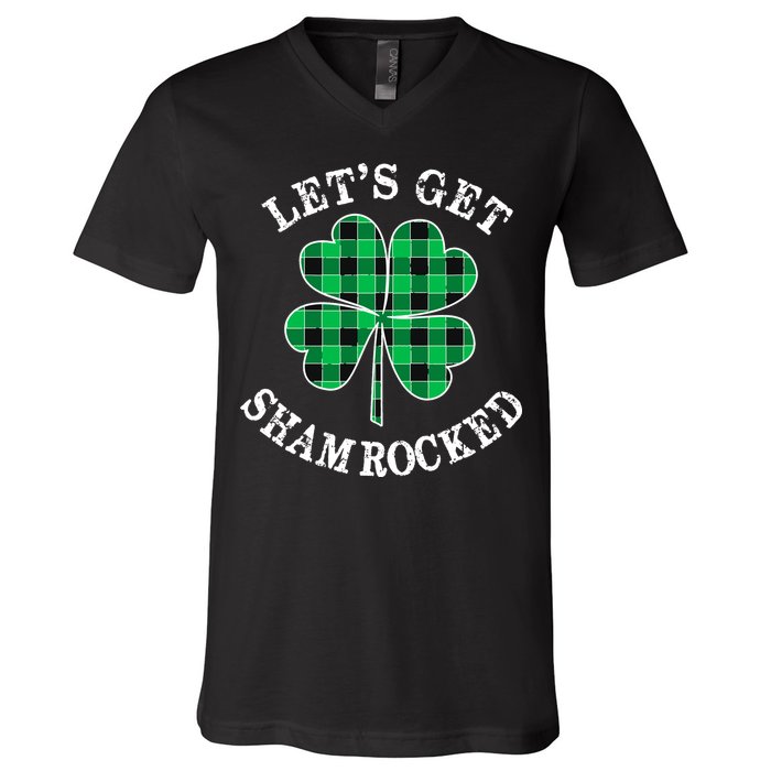 Let's Get Shamrocked: St. Patrick's Day Design With Clover V-Neck T-Shirt