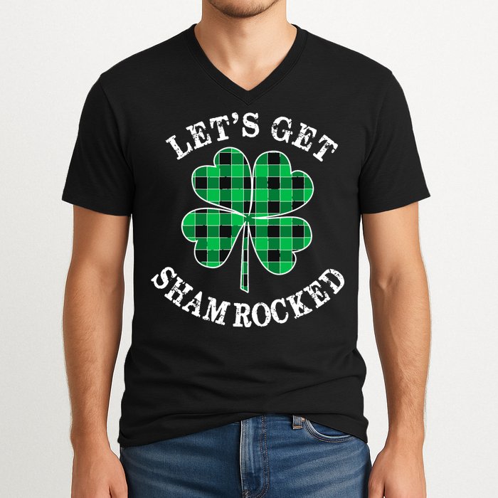 Let's Get Shamrocked: St. Patrick's Day Design With Clover V-Neck T-Shirt