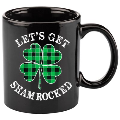 Let's Get Shamrocked: St. Patrick's Day Design With Clover 11oz C Handle Ceramic Mug