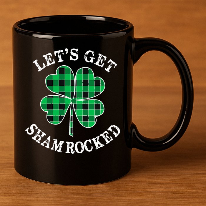 Let's Get Shamrocked: St. Patrick's Day Design With Clover 11oz C Handle Ceramic Mug