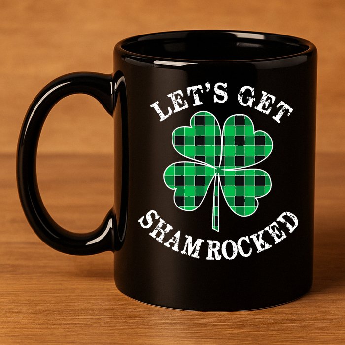 Let's Get Shamrocked: St. Patrick's Day Design With Clover 11oz C Handle Ceramic Mug