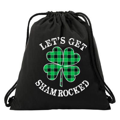 Let's Get Shamrocked: St. Patrick's Day Design With Clover Drawstring Bag