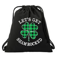 Let's Get Shamrocked: St. Patrick's Day Design With Clover Drawstring Bag