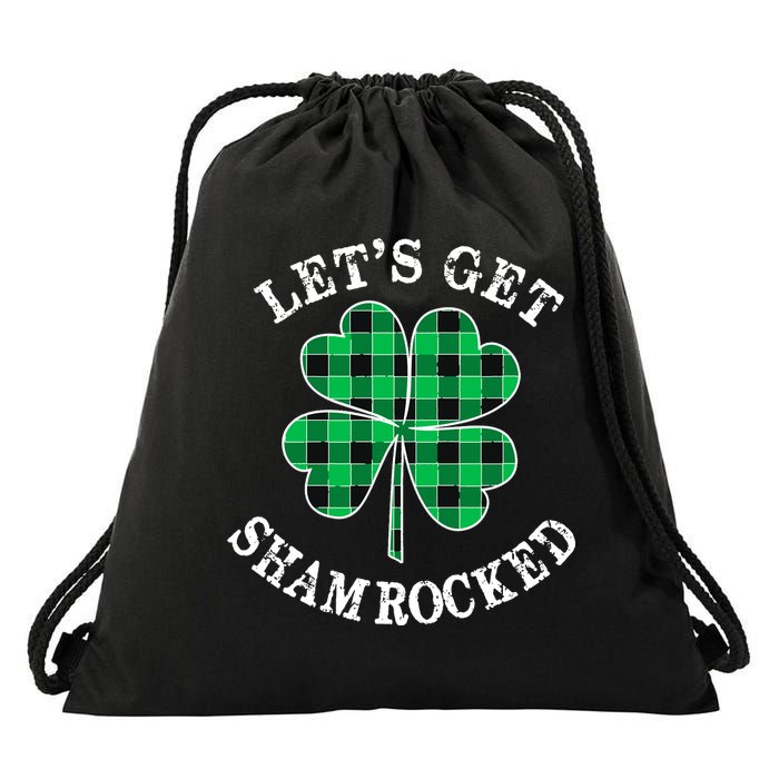 Let's Get Shamrocked: St. Patrick's Day Design With Clover Drawstring Bag