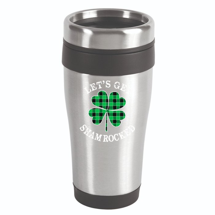 Let's Get Shamrocked: St. Patrick's Day Design With Clover 16oz Travel Tumbler
