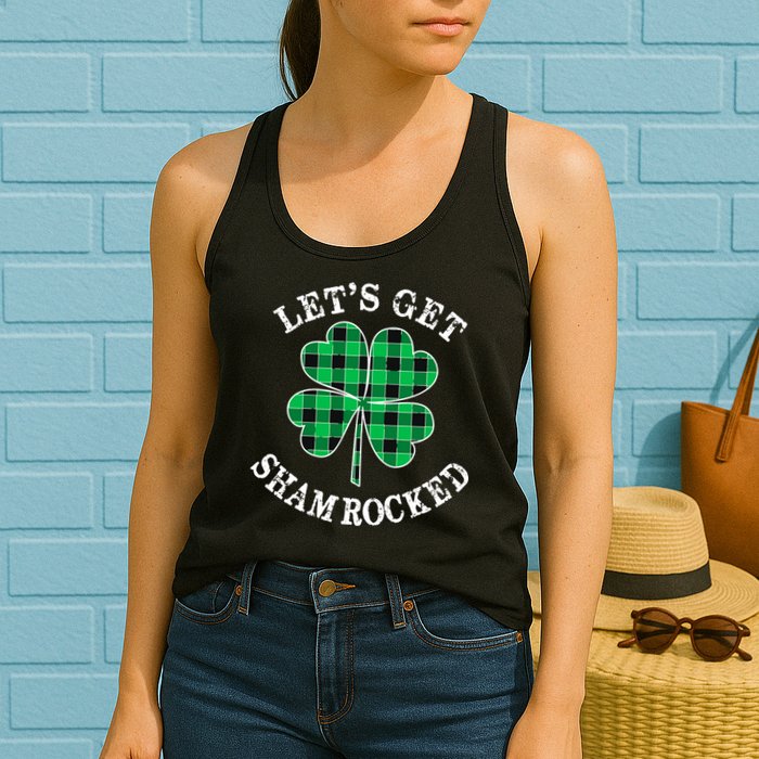 Let's Get Shamrocked: St. Patrick's Day Design With Clover Womens Tank Top