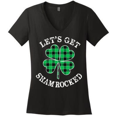 Let's Get Shamrocked: St. Patrick's Day Design With Clover Women's V-Neck T-Shirt