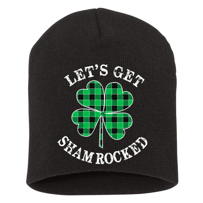 Let's Get Shamrocked: St. Patrick's Day Design With Clover Short Acrylic Beanie