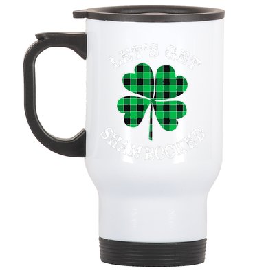 Let's Get Shamrocked: St. Patrick's Day Design With Clover Stainless Steel Travel Mug