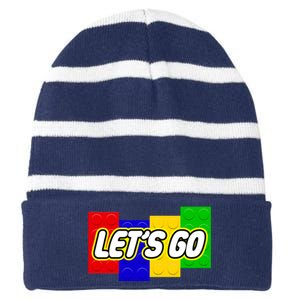 Let's Go Spoof Parody Logo Striped Beanie with Solid Band