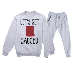 Let's Get Sauced  Funny Get Sauced Thanksgiving  Premium Crewneck Sweatsuit Set