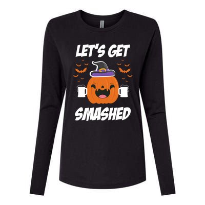 Lets Get Smashed Funny Pumpkin Halloween Costume Gift Womens Cotton Relaxed Long Sleeve T-Shirt