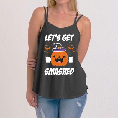 Lets Get Smashed Funny Pumpkin Halloween Costume Gift Women's Strappy Tank