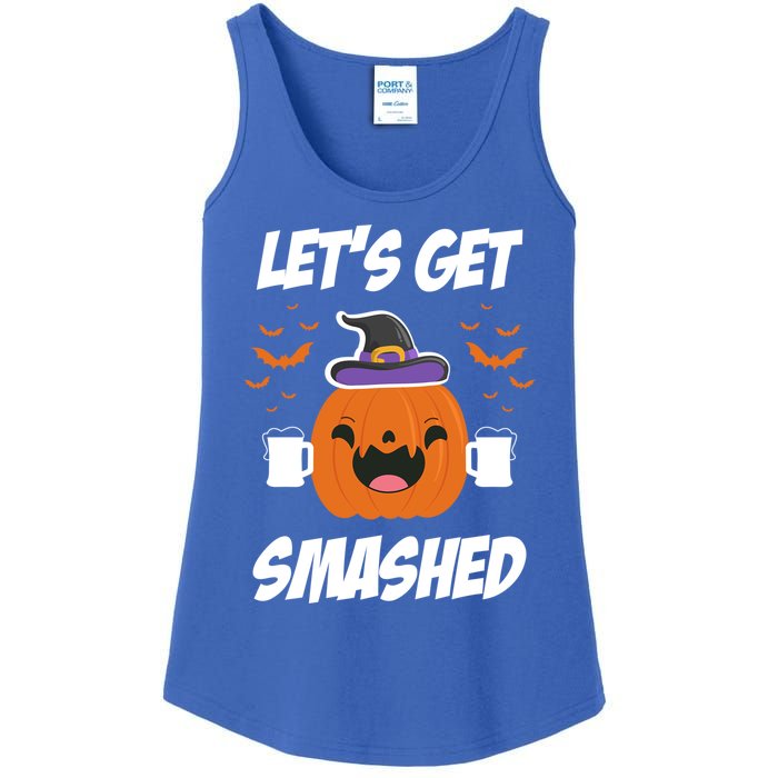 Lets Get Smashed Funny Pumpkin Halloween Costume Gift Ladies Essential Tank