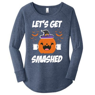 Lets Get Smashed Funny Pumpkin Halloween Costume Gift Women's Perfect Tri Tunic Long Sleeve Shirt