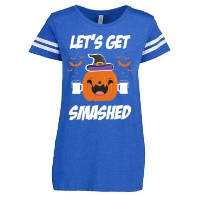 Lets Get Smashed Funny Pumpkin Halloween Costume Gift Enza Ladies Jersey Football T-Shirt