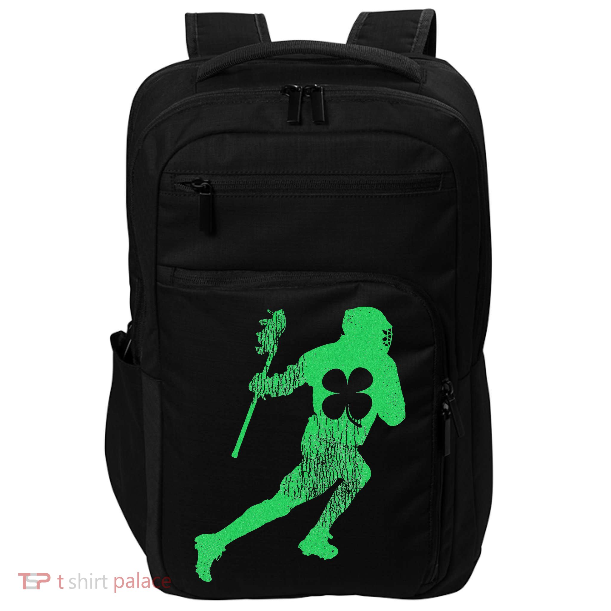 Lacrosse Gift St. Patrick's Day Shamrock Irish Saint Paddy's Impact Tech Backpack