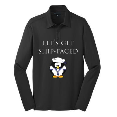 Let's Get Ship Faced Hilarious Sailing Silk Touch Performance Long Sleeve Polo