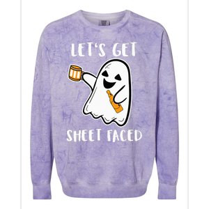 Let's Get Sheet Faced Boos Beer Drinking Boo Ghost Halloween Colorblast Crewneck Sweatshirt