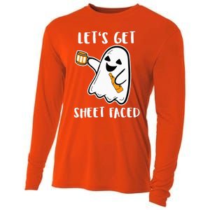 Let's Get Sheet Faced Boos Beer Drinking Boo Ghost Halloween Cooling Performance Long Sleeve Crew