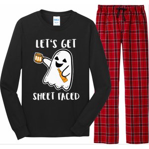 Let's Get Sheet Faced Boos Beer Drinking Boo Ghost Halloween Long Sleeve Pajama Set