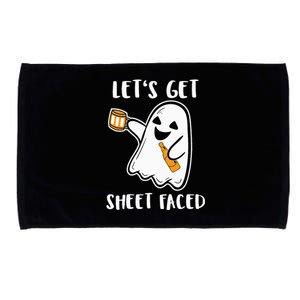 Let's Get Sheet Faced Boos Beer Drinking Boo Ghost Halloween Microfiber Hand Towel