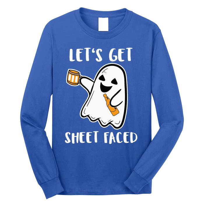 Let's Get Sheet Faced Boos Beer Drinking Boo Ghost Halloween Long Sleeve Shirt