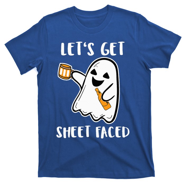 Let's Get Sheet Faced Boos Beer Drinking Boo Ghost Halloween T-Shirt