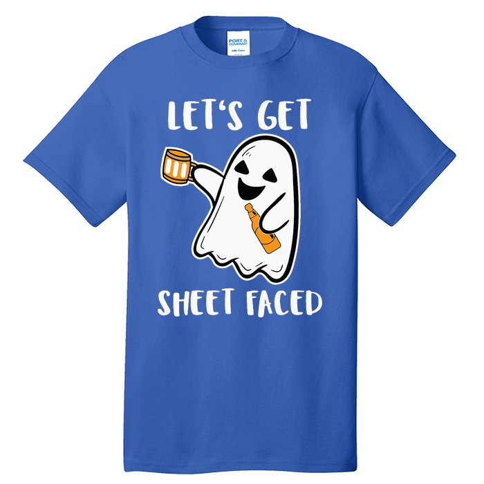 Let's Get Sheet Faced Boos Beer Drinking Boo Ghost Halloween Tall T-Shirt