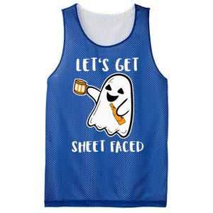 Let's Get Sheet Faced Boos Beer Drinking Boo Ghost Halloween Mesh Reversible Basketball Jersey Tank