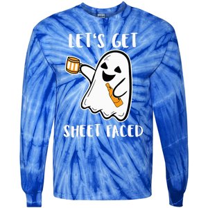 Let's Get Sheet Faced Boos Beer Drinking Boo Ghost Halloween Tie-Dye Long Sleeve Shirt